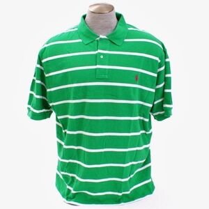 Polo by Ralph Lauren Vintage Classic Fit Green White Striped SS Polo Shirt Men S